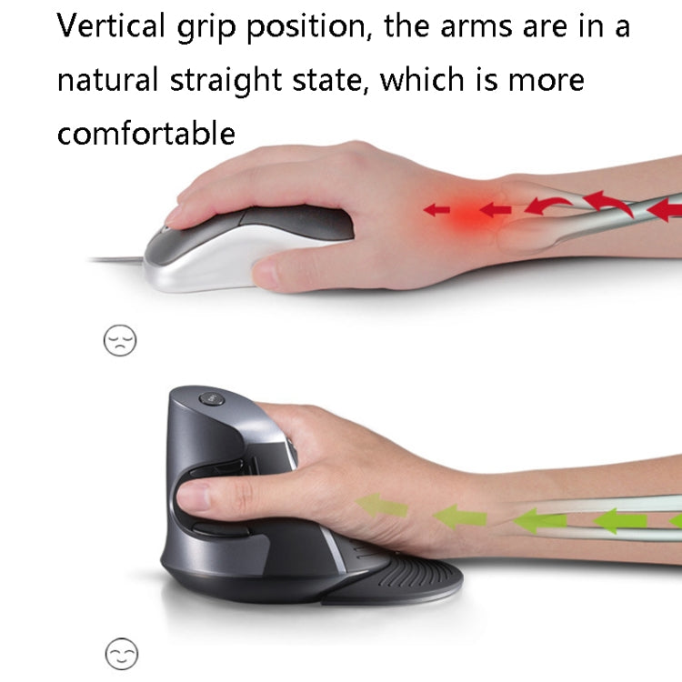 DELUX M618 6-Keys Vertical Snail Ergonomic Wireless Mouse(Black)