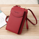 Kelly Belly B8591 Women Mobile Phone Bag Messenger Bag Long Type PU Shoulder Bag Multi-Purpose Coin Purse(Red Wine)