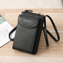 Kelly Belly B8591 Women Mobile Phone Bag Messenger Bag Long Type PU Shoulder Bag Multi-Purpose Coin Purse(Black)
