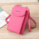 Kelly Belly B8591 Women Mobile Phone Bag Messenger Bag Long Type PU Shoulder Bag Multi-Purpose Coin Purse(Rose Red)