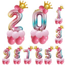 2 Sets T2001 Birthday Gradient Digital Crown Aluminum Film Balloon Set(3)