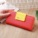 Flying Bird Two Fold Wallet Lady Long Wallet Zipper Mobile Phone Bag Large Capacity Card Holder(Red)