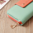 Flying Bird Two Fold Wallet Lady Long Wallet Zipper Mobile Phone Bag Large Capacity Card Holder(Rose Red)