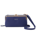 BATSIOE Ladies Mobile Phone Bag Large Capacity Diagonal Cross Bag Horizontal Lychee Pattern Wallet(Navy Blue)