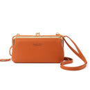 BATSIOE Ladies Mobile Phone Bag Large Capacity Diagonal Cross Bag Horizontal Lychee Pattern Wallet(Yellow Brown)