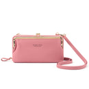 BATSIOE Ladies Mobile Phone Bag Large Capacity Diagonal Cross Bag Horizontal Lychee Pattern Wallet(Bright Pink)