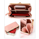 BATSIOE Ladies Mobile Phone Bag Large Capacity Diagonal Cross Bag Horizontal Lychee Pattern Wallet(Navy Blue)