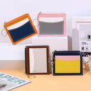 3 PCS Men And Women Portable Simple Card Holder Coin Purse PU Wallet With Keychain(Blue)