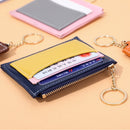 3 PCS Men And Women Portable Simple Card Holder Coin Purse PU Wallet With Keychain(Blue)