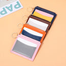 3 PCS Men And Women Portable Simple Card Holder Coin Purse PU Wallet With Keychain(Blue)