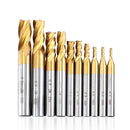 10 PCS/Set High-Speed Steel And Aluminum End Face Milling Cutter With Straight Shank Titanium-Plated Milling Cutter