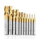 11 PCS/Set High-Speed Steel And Aluminum End Face Milling Cutter With Straight Shank Titanium-Plated Milling Cutter