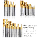 11 PCS/Set High-Speed Steel And Aluminum End Face Milling Cutter With Straight Shank Titanium-Plated Milling Cutter