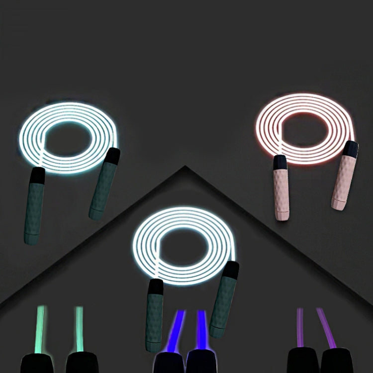LED Transparent Optical Fiber Adjustable Jump Rope Male And Female Fitness Fluorescent Jump Rope(Matte Blue )