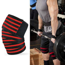 2 PCS Nylon Four Stripes Bandage Wrapped Sports Knee Pads(Black Red)