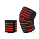 2 PCS Nylon Four Stripes Bandage Wrapped Sports Knee Pads(Black Red)
