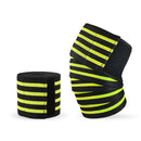 2 PCS Nylon Four Stripes Bandage Wrapped Sports Knee Pads(Black Yellow)