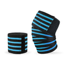 2 PCS Nylon Four Stripes Bandage Wrapped Sports Knee Pads(Black Light Blue)