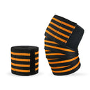 2 PCS Nylon Four Stripes Bandage Wrapped Sports Knee Pads(Black Orange)