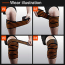 2 PCS Nylon Four Stripes Bandage Wrapped Sports Knee Pads(Black Light Blue)