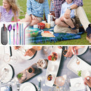 7 in 1 Cutlery Spoon Chopsticks And Straw Set Stainless Steel Portable Cutlery Set, Specification: Rose + Deep Bag