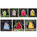 Courtyard Wooden Miniature Fairy Dwarf Door Tree Decoration(Oval Door (Blue))