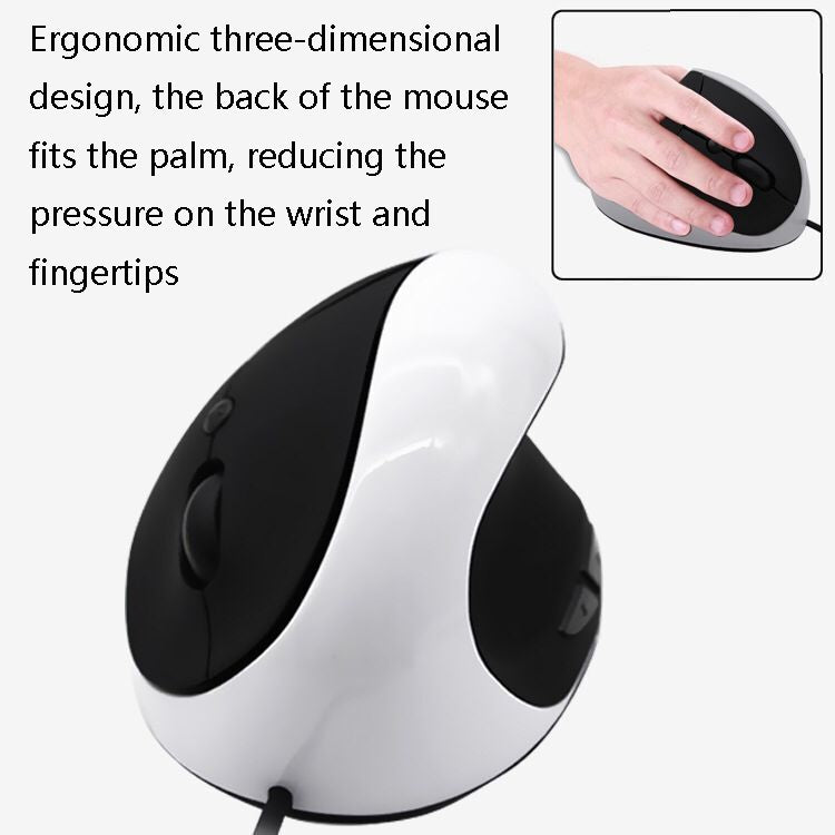 JSY-05 6 Keys Wired Vertical Mouse Ergonomics Brace Optical Mouse(Silver Gray)