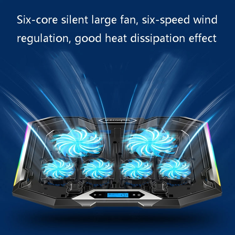 ICE COOREL K9 USB Power Supply Notebook Mute Radiator RGB Laptop Radiator Bracket(Dazzling Red)