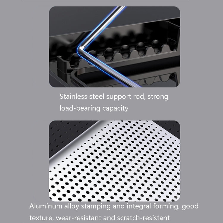 ICE COOREL Laptop Aluminum Alloy Radiator Fan Silent Notebook Cooling Bracket, Colour: Six-Fan Space Silver