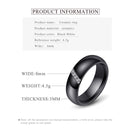 Simple Nano Ceramic Ring Trend Titanium Steel with Zircon Rings, Ring Size:7(White)