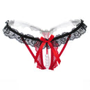 3 PCS Lady Pierced Sexy Panties Temptation Lace Translucent T Underwear(Purple)