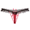 3 PCS Lady Pierced Sexy Panties Temptation Lace Translucent T Underwear(Purple)