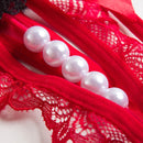 3 PCS Lady Pierced Sexy Panties Temptation Lace Translucent T Underwear(Purple)