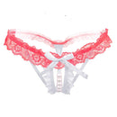 3 PCS Lady Pierced Sexy Panties Temptation Lace Translucent T Underwear(White)