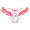 3 PCS Lady Pierced Sexy Panties Temptation Lace Translucent T Underwear(White)