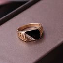 Male Fashion Classic Rhinestone Enamel Rings, Ring Size:7(Gold)