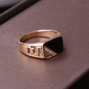 Male Fashion Classic Rhinestone Enamel Rings, Ring Size:7(Gold)
