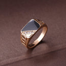 Male Fashion Classic Rhinestone Enamel Rings, Ring Size:8(Gold)