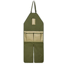 Garden Trimming Protective Apron Multi-Pocket Oxford Cloth Long Version Garden Leggings Apron(Military Green + Khaki)