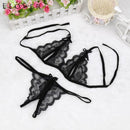 3 PCS Lady Lotion Open Sexy Lace Three-Point Erotic Lingerie Open Panties Temptation Set(Pink)
