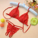 3 PCS Lady Lotion Open Sexy Lace Three-Point Erotic Lingerie Open Panties Temptation Set(Red)