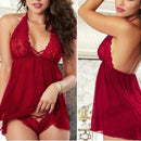 Women Sexy Lingerie Lace Babydoll Chemise Porno Petticoat, Size:M (Wind Red)
