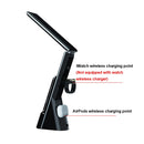 N61 3 in 1 Wireless Charger Folding Eye Protection Desk Lamp with Clock & Alarm Function(Black)