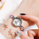 Lvpai P866 Diamond Five-Pointed Star Bracelet Watch Ladies Alloy Quartz Watches(Silver White)