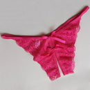 3 PCS Sexy Opening Crotch Panties Flower Lace Briefs Thongs(Pink)