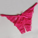 3 PCS Sexy Opening Crotch Panties Flower Lace Briefs Thongs(Pink)