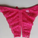 3 PCS Sexy Opening Crotch Panties Flower Lace Briefs Thongs(Purple)