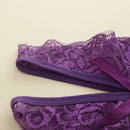 3 PCS Sexy Opening Crotch Panties Flower Lace Briefs Thongs(Purple)