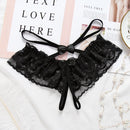 3 PCS Sexy Lace Butterfly Perspective Slitted Panties Underwear(Black)