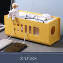 XM009 Plastic Plug-In Electric Wire Storage Box Power Board Wire Clip Box Charger Storage Finishing Box(Yellow+White Cover)